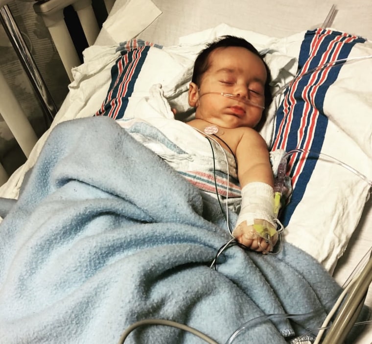 Danielle Campoamor's son in the pediatric ICU.