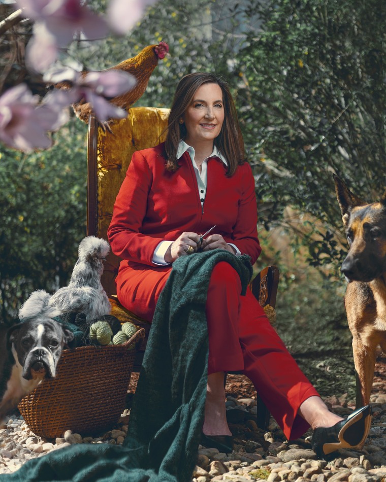 A portrait of the author with some of her pets. 