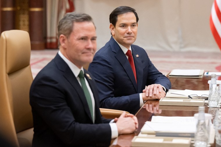 Secretary of State Marco Rubio  and National Security Advisor Mike Waltz hold a meeting with Ukrainian officials in Jeddah on March 11, 2025.