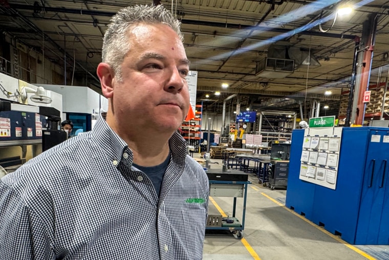 Jean-François Nadeau, Matritech Director, on the Drummondville metal processing factory floor.