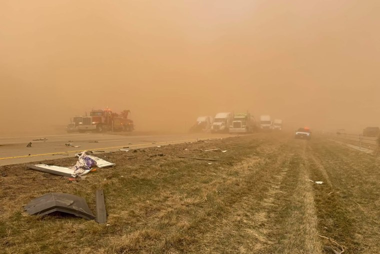 Low visibility and strong wind caused many times in South Plays in Texas.