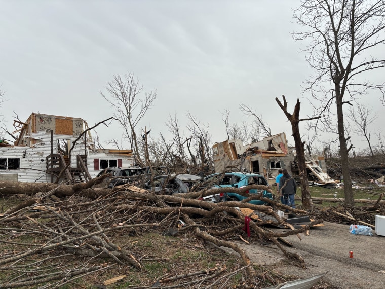 The damage in the Azddous' house in Villa Ridge, Mo.