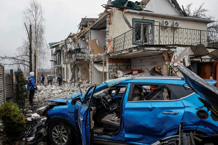 Aftermath of a Russian drone attack in Kyiv region