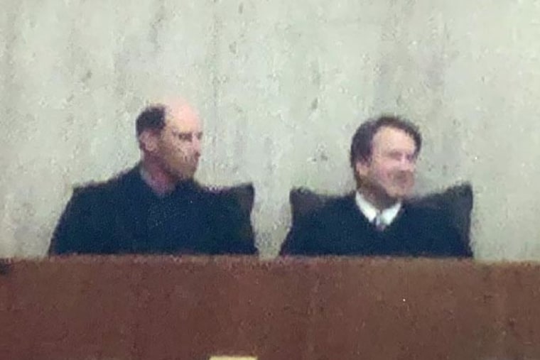 Judge James Boasberg sits next to Judge Brett Kavanauagh at Boasberg's investiture ceremony in 2011.