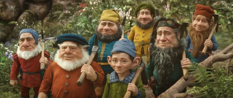 The seven dwarfs were created using computer animation.