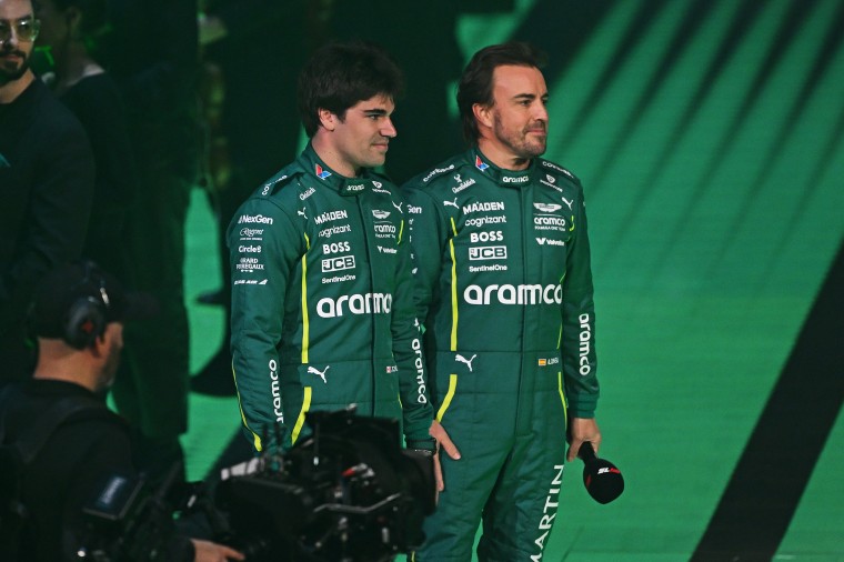 Lance Stroll and Fernando Alonso of Aston Martin.