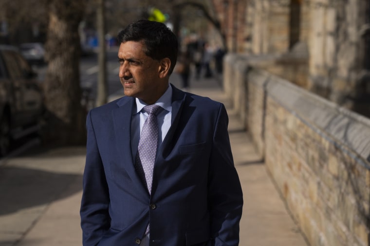 Rep. Ro Khanna walks through the Yale University Campus