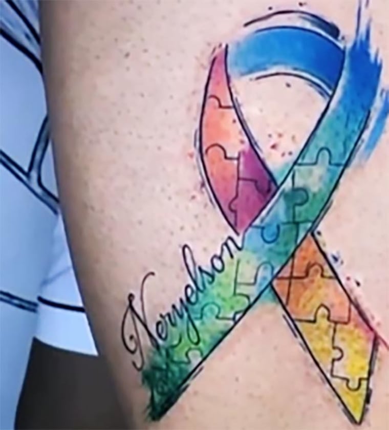 Neri Jose Alvarado Borges' autism awareness tattoo