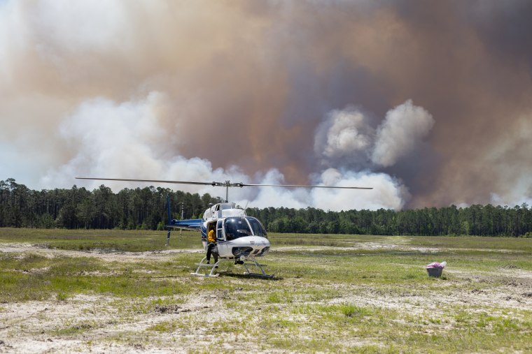 NASA scientists studying a burn prescribed in Fort Stewart, an army base in Georgia, April 14, 2025.