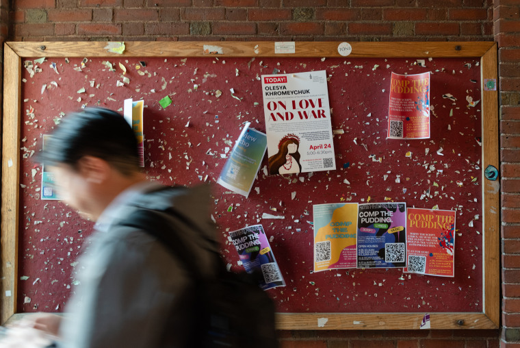 A bulletin board on the Harvard University campus 