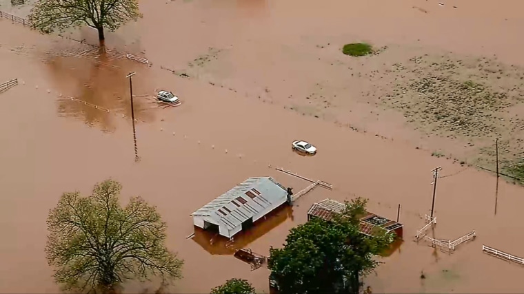 Flooding in Pottawatomie County, Oklahoma, on April 30, 2025.