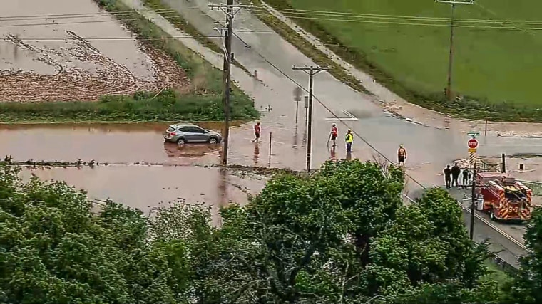 Flooding in Pottawatomie County, Oklahoma, on April 30, 2025.