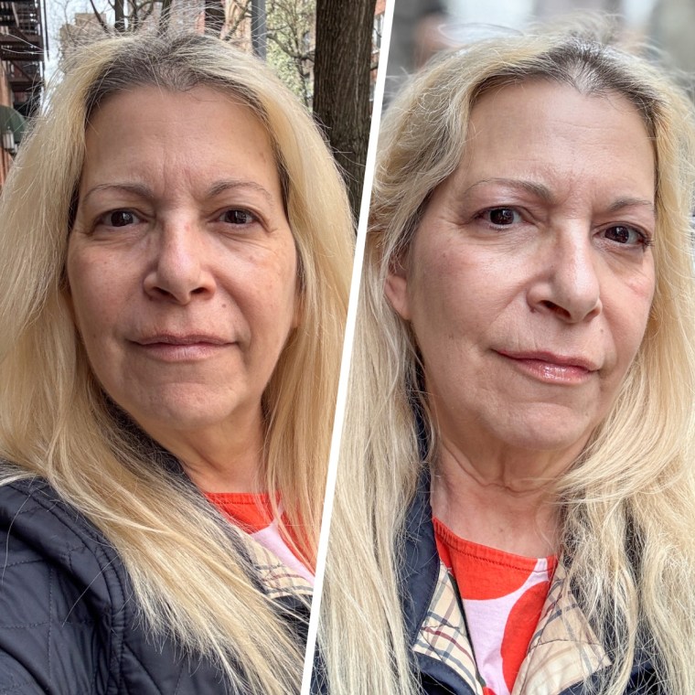 Before and after applying the L’Oreal Paris Lumi Le Glow Tint. 