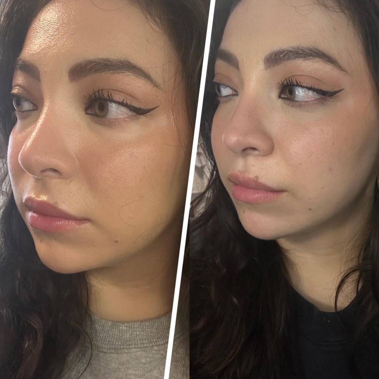 Before (right) and after (left) eight hours of wear