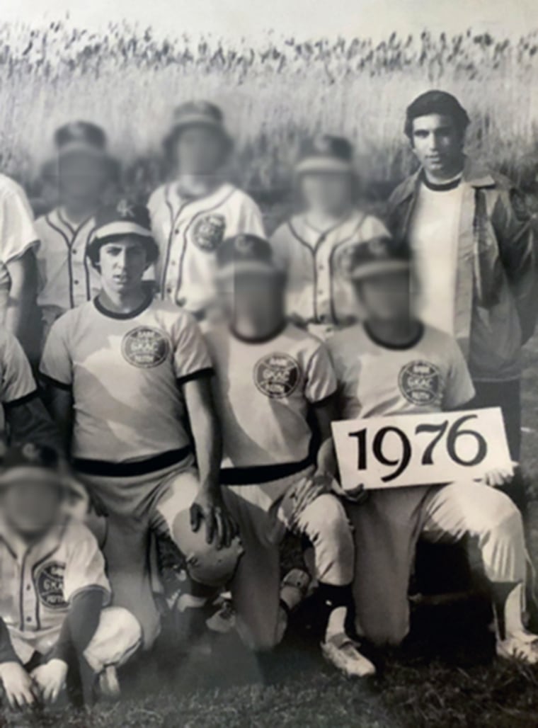 James Manfredonia, on the left, on the team with coach Tony Sagona in 1976.