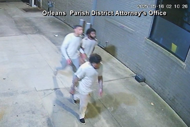 Three of the escaped inmates on surveillance camera on May 16, 2025.