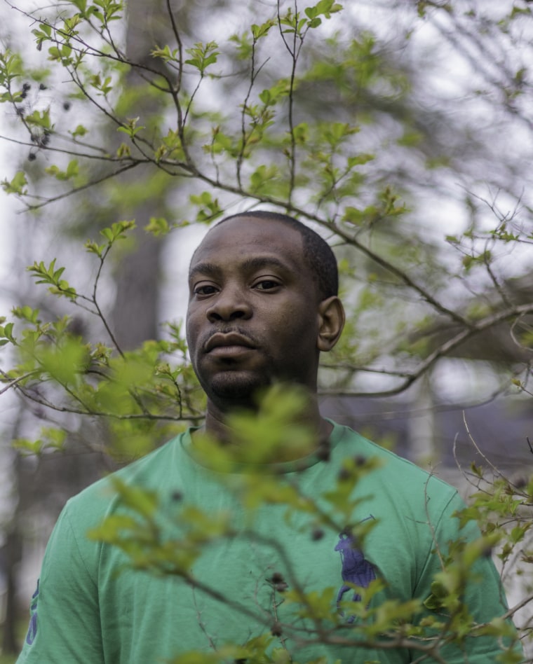 Sinatra Jordan outside his mothers house in Jackson, Miss., on March 31, 2025.