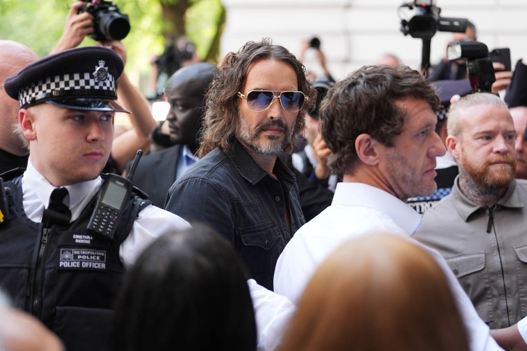 Russell Brand arriving at Westminster Magistrates' Court in London