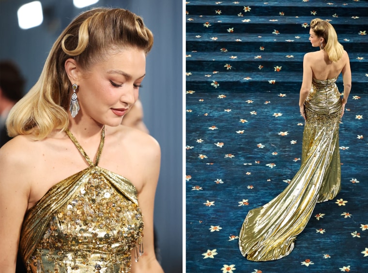 Gigi Hadid shines in a golden tribute to the legendary Josephine Baker.