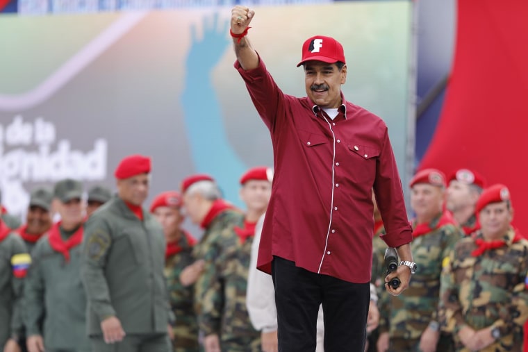 Venezuela's President Nicolas Maduro acknowledges supporters in Caracas on Feb. 4, 2025.