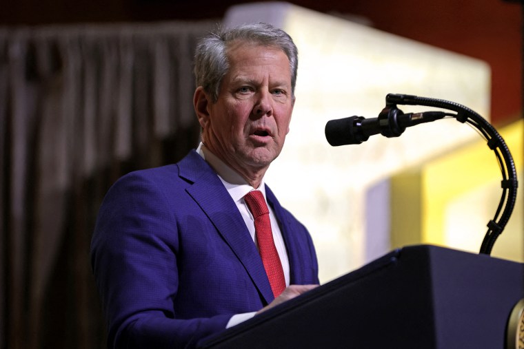 Georgia Gov. Brian Kemp speaks during a meeting of the Republican Governors Association on Feb. 20, 2025.