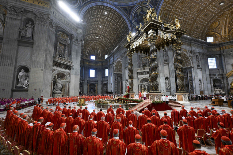 Cardinals attend the Pro Eligendo Mass in St. Peter's Basilica