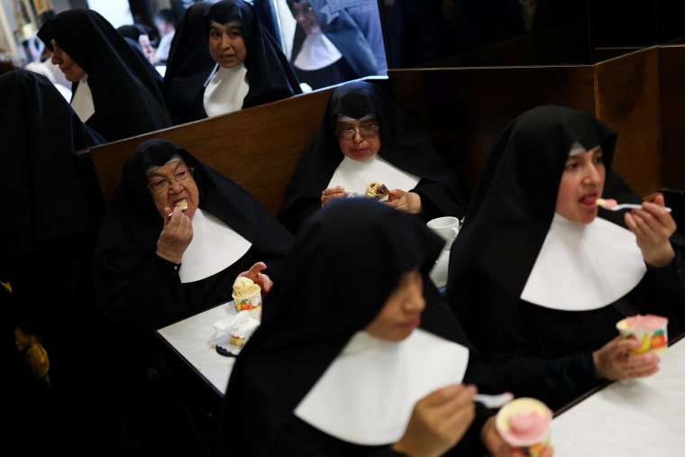 Nuns eat ice cream