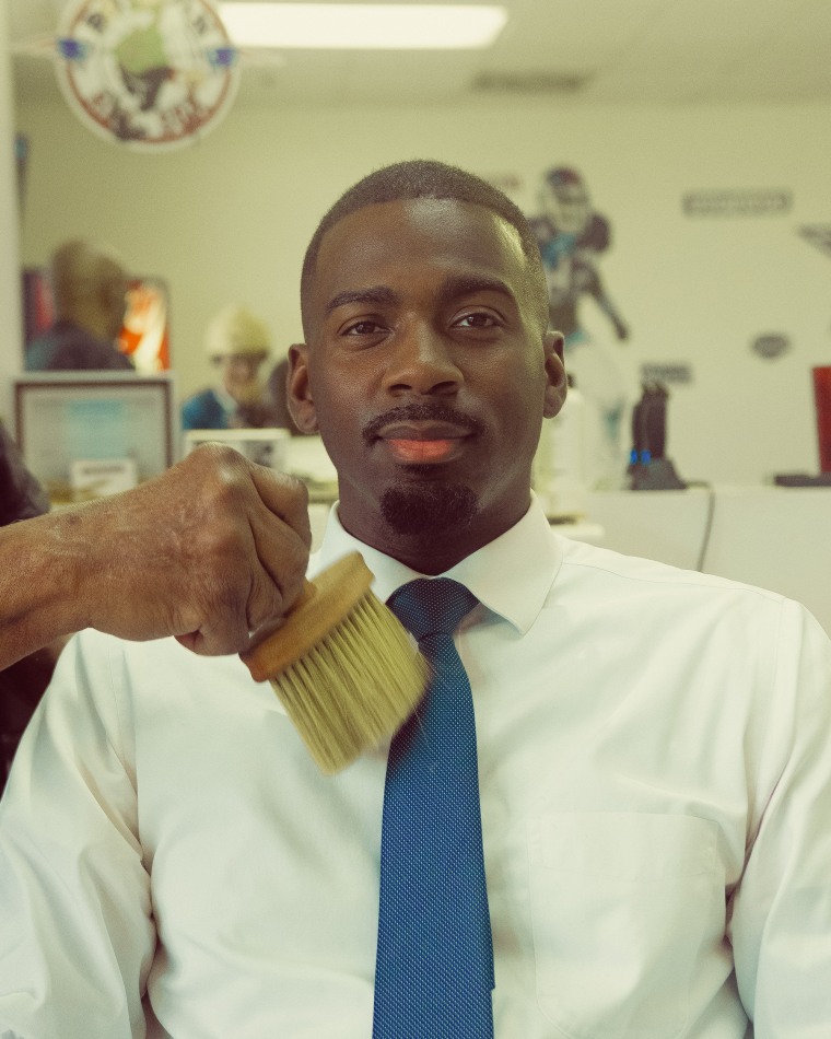 Memphis Community Against Pollution President KeShaun Pearson, seen here at Lacy's Place Barbershop, has urged the county health department to deny xAI's permit.