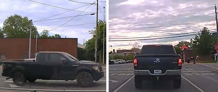 The offending truck, left, and Arias-Cristobal's truck.