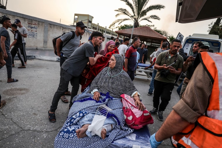 Injured Palestinians are being evacuated from the European Hospital