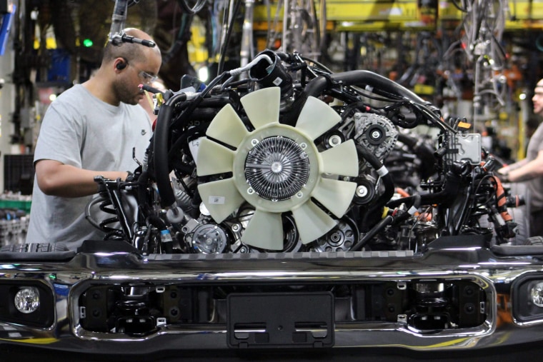 A worker at Ford’s Kentucky Truck Plant on April 30.