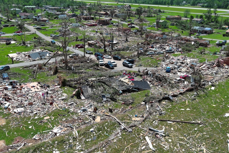 One of the neighborhoods devastated when a tornado tore through parts of Laurel County and London, Ky,