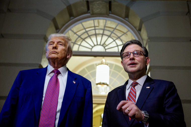Image: President Trump Attends GOP House Caucus Meeting On Capitol Hill As Budget Bill Faces Resistance