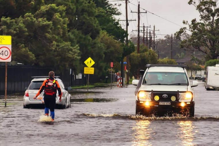 Search and rescue operation in flooded road