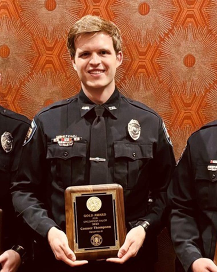 Conner Thompson is recognized at the Kansas Association of Chiefs of Police Annual Valor Awards ceremony on May 1, 2024.