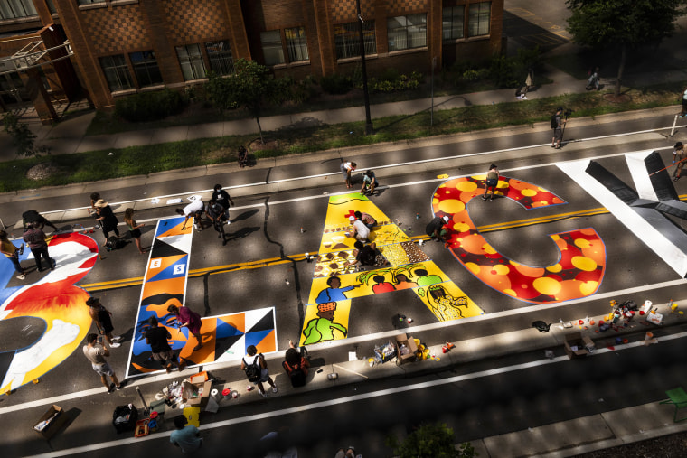 Artists Paint Black Lives Matter Mural On Minneapolis Street