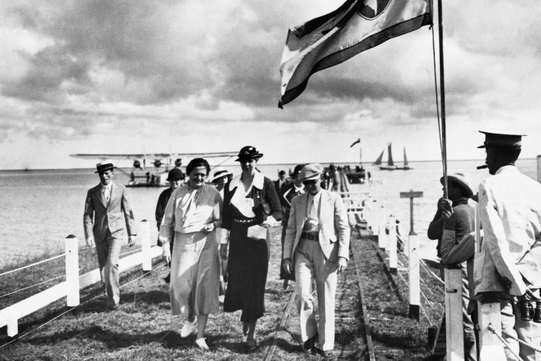 Eleanor Roosevelt walks with Lorena Hickok during a trip to Puerto Rico in 1934.