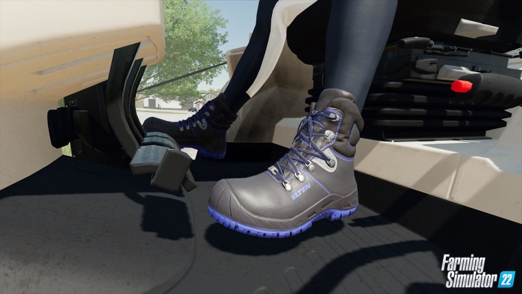 A virtual re-creation of an Elten work boot, as seen in a screenshot from the video game Farming Simulator.