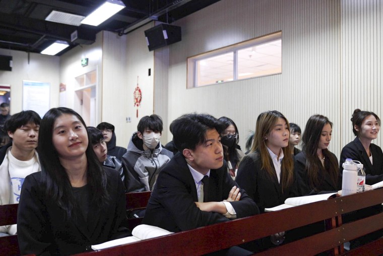 A university in Beijing where students enrolled for China’s first marriage-related degree program, in March 2025.