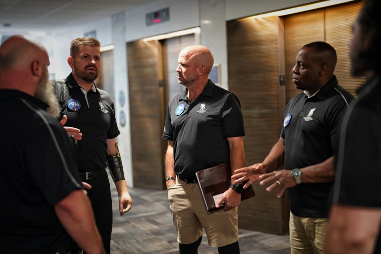 A group of advocates with the Wounded Warrior Project walks through the Hart Senate Office Building in Washington, D.C., on May 21.