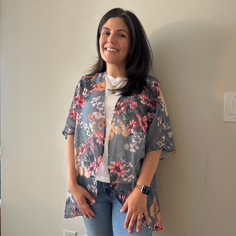 Shop TODAY editorial director Adrianna Brach wears the Chicgal Loose Cardigan Cover Up.