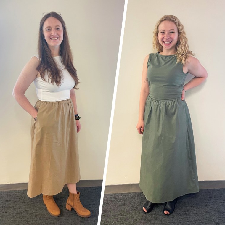 Shop TODAY team wearing the Gap Fact Boatneck Midi Dress.