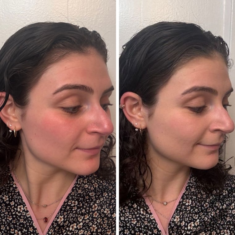 Side by side of woman not wearing makeup and same woman wearing the L’Oreal Paris Infallible foundation.