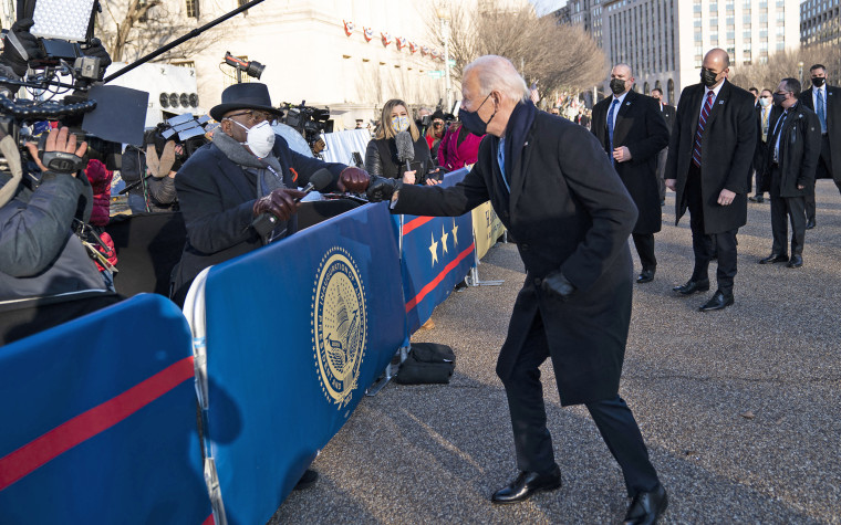 Joe Biden greets Al Roker on Jan. 20, 2021 in DC.