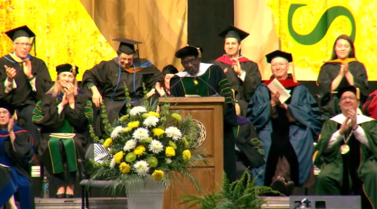 AL Roker on stage during Siena College's 2025 graduation ceremony