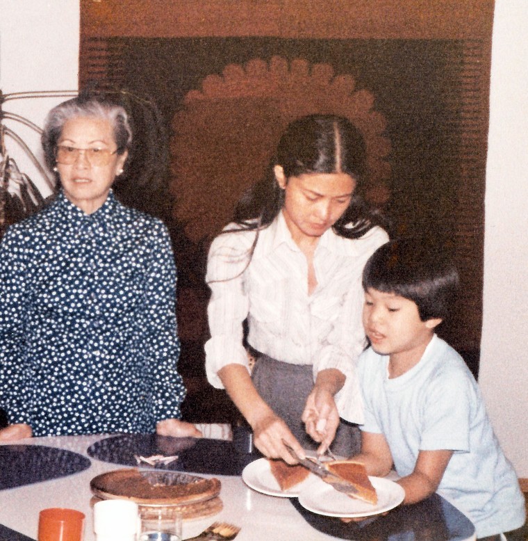 Som (right), his mother (middle) and grandmother (left).