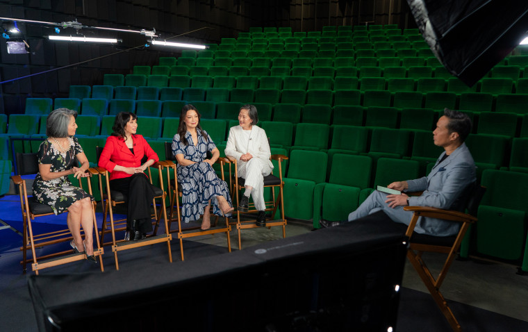 Tamlyn Tomita, Lauren Tom, Ming-Na Wen, and Rosalind Chao during an interview with Richard Lui.