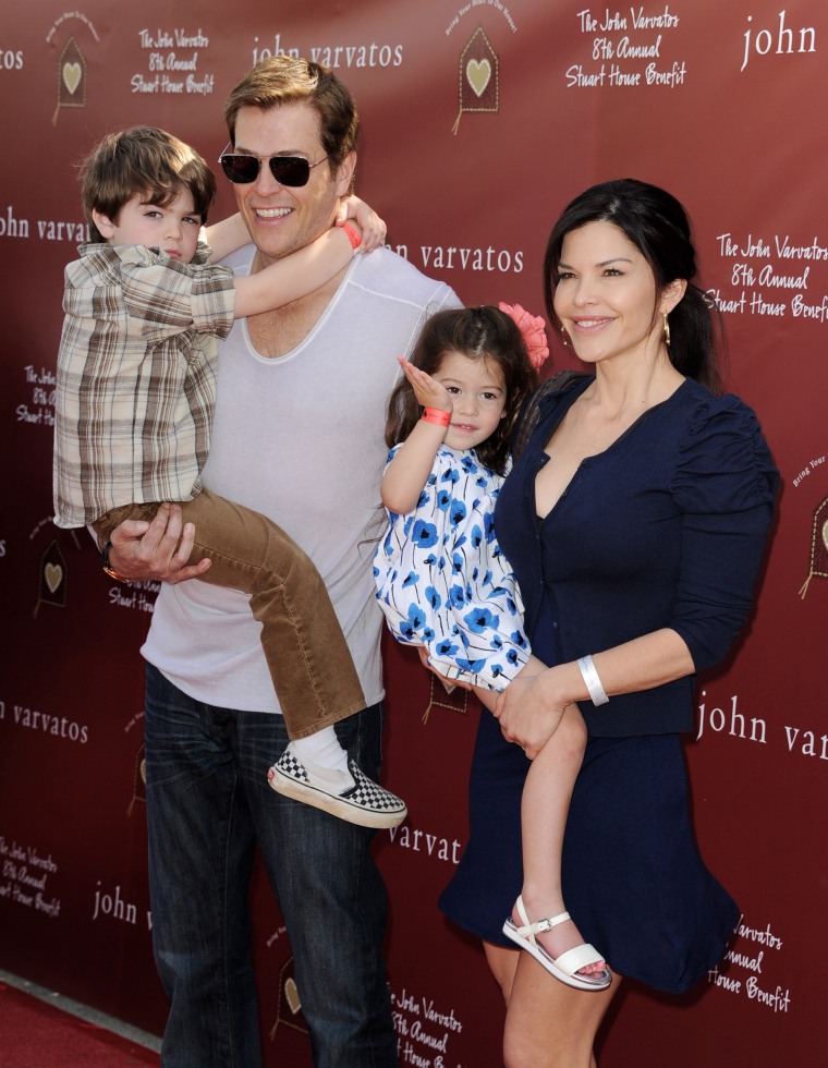 Patrick Whitesell (L), Lauren Sanchez and their children Evan and Ella.