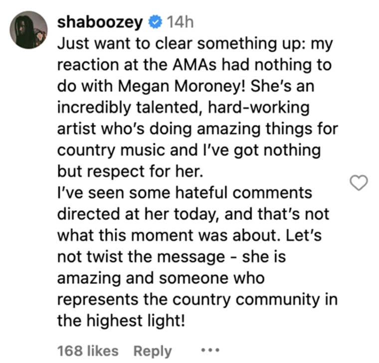 Shaboozey está defendendo Megan Moroney das acusações de que apagou o papel que os músicos negros tocavam para ajudar a criar música country.
