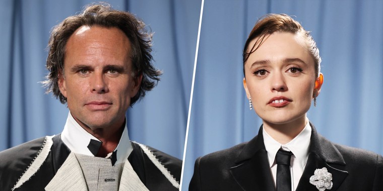Aimee Lee Wood y Walton Goggins en la Gala Met.